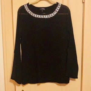 Beautiful black sweater with chiffon sleeves